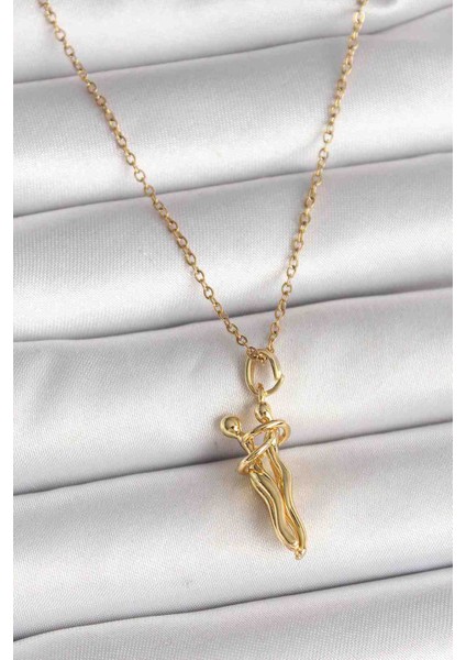 316L Çelik Gold Renk Zincir Sarılma Model Kadın Kolye