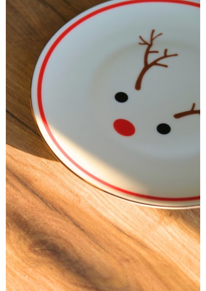 Porselen Ren Geyiği Pasta Tabağı Altın Yaldızlı 20,50CM modelleri