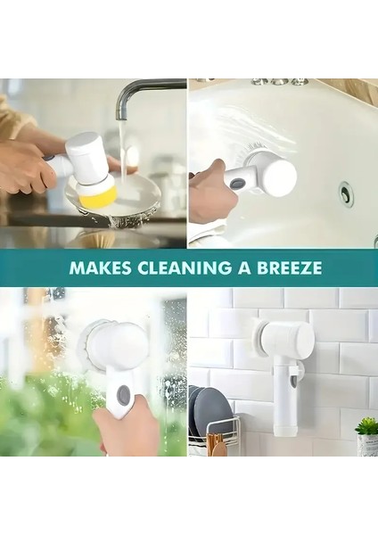 Egonex Çok Fonksiyonlu Banyo Mutfak Lavabo Şarjlı Temizlik Fırçası