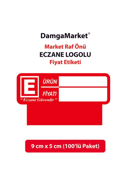 Eczane Raf Önü Etiketi, Uyarı Etiketi, 9 cm x 5 Cm, Rafa Takılabilir, 100'LÜ Paket