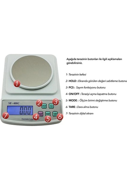 Sf 400C Plus Dijital Terazi 600GR / 0.01GR (5224) indirimleri