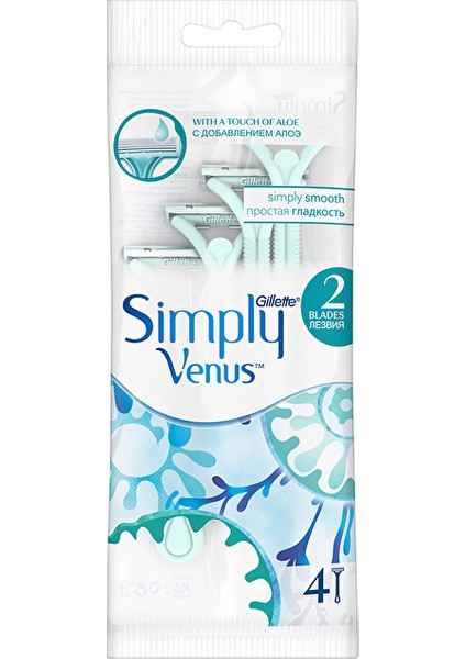 Gillette Venüs Simply2 Kullan At Tıraş Bıçağı 4'lü (3 Adet)