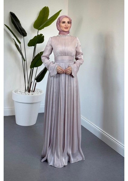 Saoris Boynu Kolu Taşlı Jan Jan Abiye Pudra fiyatları