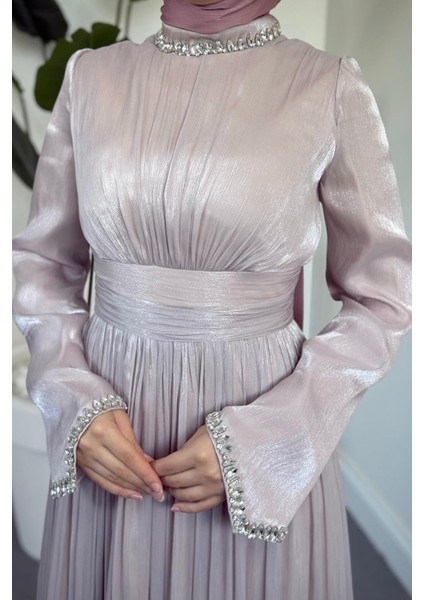 Saoris Boynu Kolu Taşlı Jan Jan Abiye Pudra fırsatları