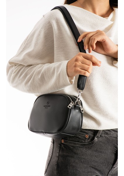 Kadın Suni Deri Yumuşak Doku Ayarlanabilir Çapraz Askılı Şık Görünümlü 2 Gözlü Omuz Çantası fiyatları