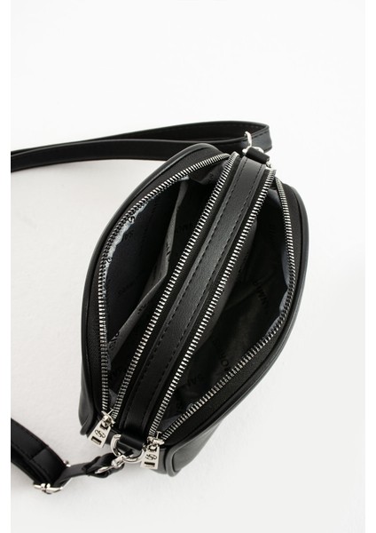 Kadın Suni Deri Yumuşak Doku Ayarlanabilir Çapraz Askılı Şık Görünümlü 2 Gözlü Omuz Çantası