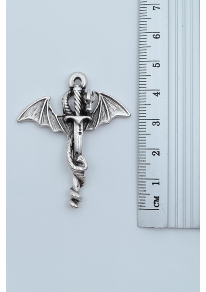 2'li Kılıç Yarasa Yılan - Ejderha Kılıç Gümüş Kaplama Kolye Seti fırsatları