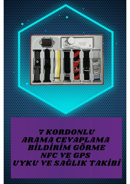 Dijital Göstergeli Powerbank Kablosuz Kulaklık ve 7 Kordonlu Yeni Nesil Akıllı Saat Dokunmatik K modelleri