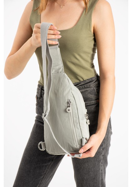 3037, Suya Dayanıklı, Krinkıl Kumaş, Açık Gri Renkli Çanta modelleri