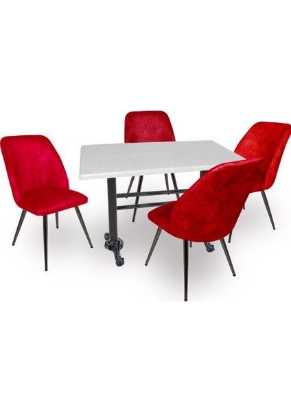 Çipa - Nilüfer Mutfak Masa Takımı - 80X140 (Werzalit, Wermodin ve Allzalit Tabla) - Beyaz - Bordo