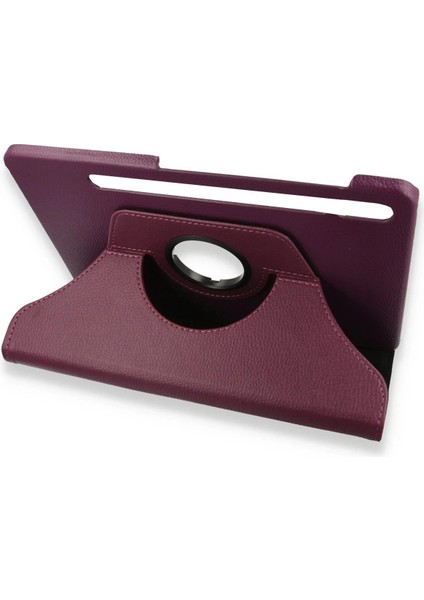 Samsung Galaxy X800 Tab S8 Plus 12.4 Kılıf 360 Tablet Deri Kılıf - Mürdüm