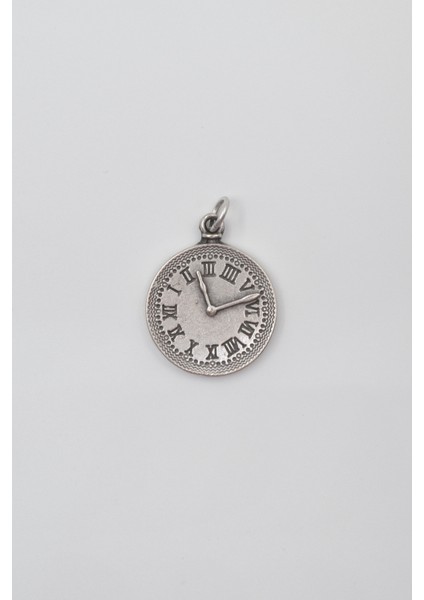 Antika Saat Kolye Ucu - Antik Gümüş Kaplama - Kadın Erkek