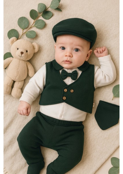 0-3 Ay Erkek Bebek Yeni Doğan Waffle 7'li Battaniyeli Alt Üst Takım Hastane Çıkışı Zıbın Seti