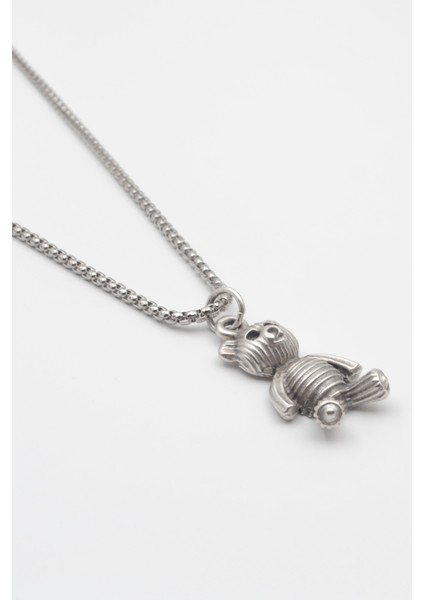 Oyuncak Ayı Örme Zincir Kolye - Antik Gümüş Kaplama - Kadın Erkek - 60 cm fiyatları