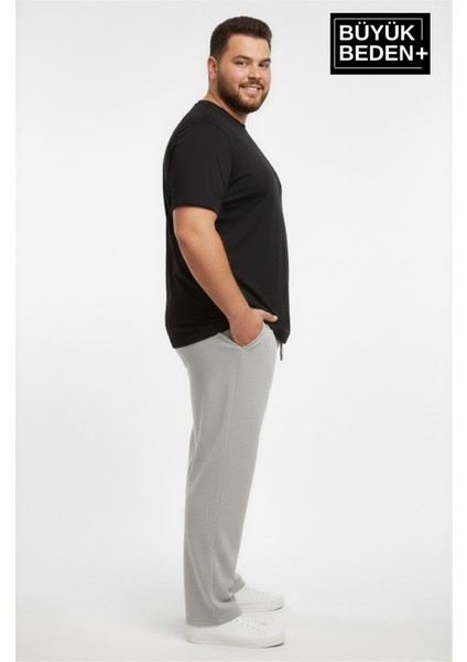 Erkek Büyük Beden Rahat Kalıp, Lastikli Bel, Paça Reçmeli Eşofman Altı SPR26BEA952 fiyatları