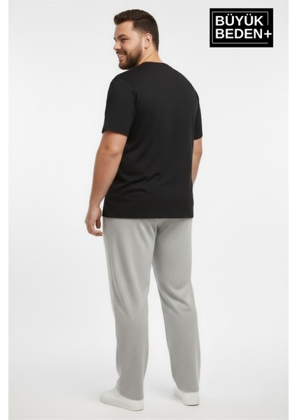 Erkek Büyük Beden Rahat Kalıp, Lastikli Bel, Paça Reçmeli Eşofman Altı SPR26BEA952 modelleri
