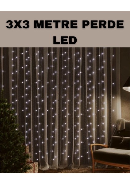 3x3 LED Şelale Perde Işık Kutlama ve Dekor Aydınlatması