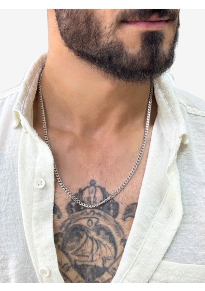 Beyaz Altın Kaplama Gurmet Gümüş Zincir Kolye & Bileklik Seti 4mm [bgzk-4mm-Ky] fırsatları