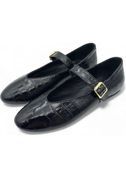 Nox Siyah Kroko Hakiki Deri Toka Detaylı Mary Jane Kadın Babet fiyatları