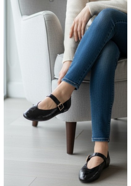 Nox Siyah Kroko Hakiki Deri Toka Detaylı Mary Jane Kadın Babet fırsatları