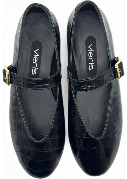 Nox Siyah Kroko Hakiki Deri Toka Detaylı Mary Jane Kadın Babet indirimleri