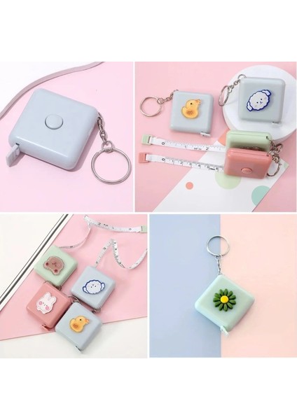 Sevimli Yumuşak Stickerli 150 cm Uzunluğunda Pratik Taşınabilir Çanta Boy Anahtarlıklı Mezura modelleri