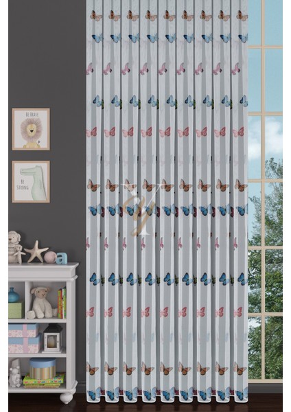 Baskılı Kurşunlu Grek Tül Perde Çocuk Kelebek fiyatları