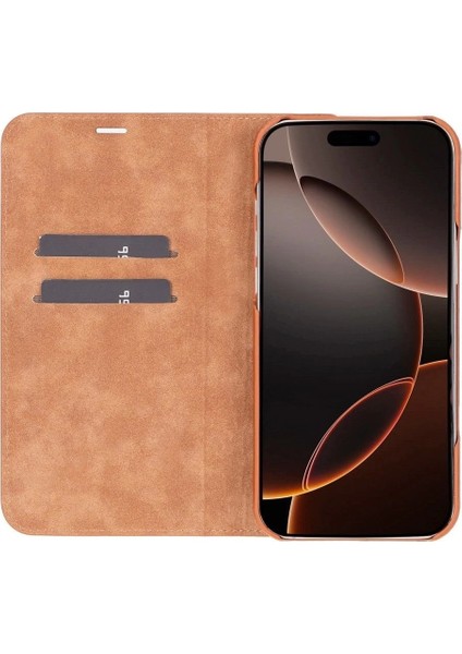 Apple iPhone 16 Pro Max Uyumlu, Hakiki Deri, El Yapımı, Cüzdanlı Kılıf, Gölgeli Taba indirimleri