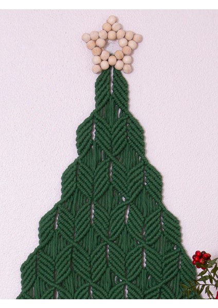 El Yapımı Makrome Yılbaşı Ağacı Duvar Dekoru, Süsler, 40X90 Yeşil modelleri