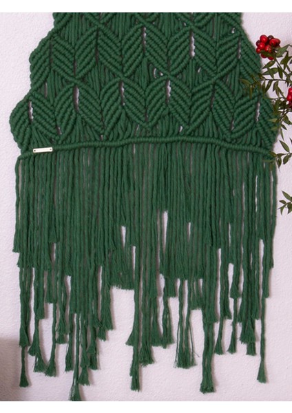 El Yapımı Makrome Yılbaşı Ağacı Duvar Dekoru, Süsler, 40X90 Yeşil fırsatları