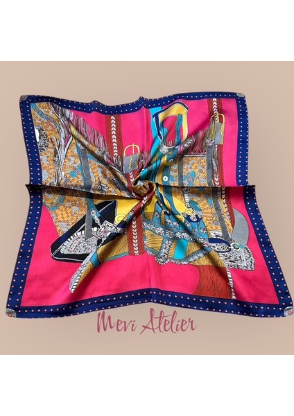 Karışık Desenli Renkli Fular 70 x 70