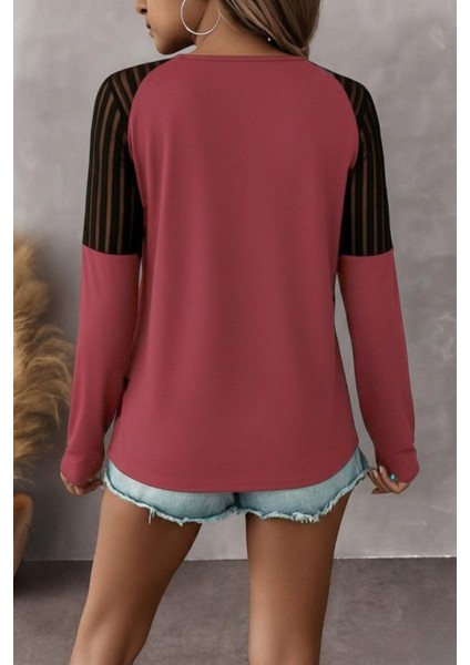 Uzun Kollu Fermuarlı Viskon Bluz - Pembe modelleri