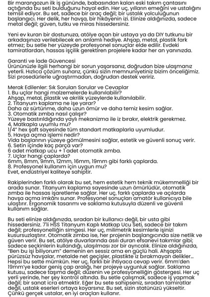 7'li Hss Titanyum Kaplı Kılavuz ve Havşa Matkap Ucu Seti + Otomatik Zımba 722454
