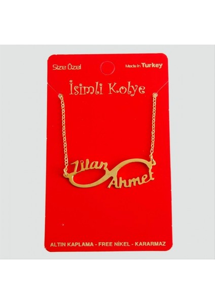 Ieg Kişiye Özel Sonsuzluk Çift Isim Yazılı Kolye modelleri