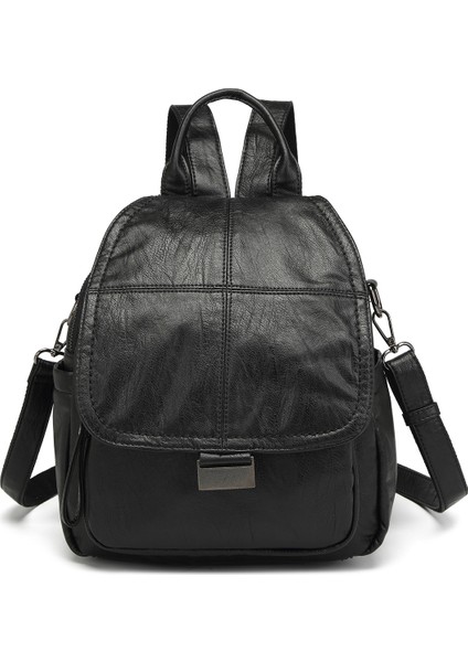 Barcelona Çok Cepli Kapak Detaylı Günlük Orta Boy Kadın Sırt Çantası Siyah fiyatları