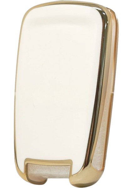 Opel Astra J Mokka Insignia Chevrolet Cruze Uyumlu Nano Sustalı 3 Buton Anahtar Kılıfı Beyaz-Gold fırsatları