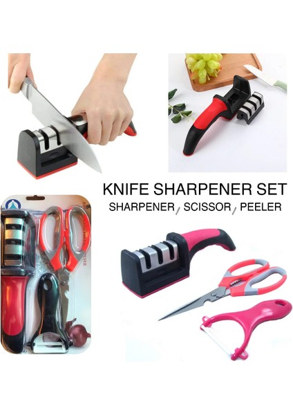 3'lü Mutfak Seti Bileme + Makas + Soyacak Egonex modelleri