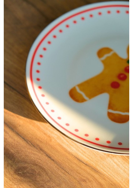 Porselen Kurabiye Adam Pasta Tabağı Altın Yaldızlı 20,50CM modelleri