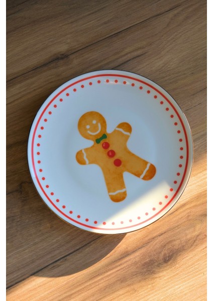 Porselen Kurabiye Adam Pasta Tabağı Altın Yaldızlı 20,50CM fırsatları