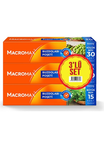 Macromax Buzdolabı Poşeti 4 Al 3 Öde Orta Boy 80 Li (4 Adet) fiyatları