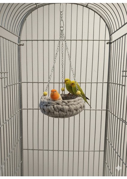 Ikonixpet El Örmesi Kuş Salıncağı ve Yatağı - Muhabbet Kuşu ve Papağan Için Zincirli Asmalı Konforlu Yuva