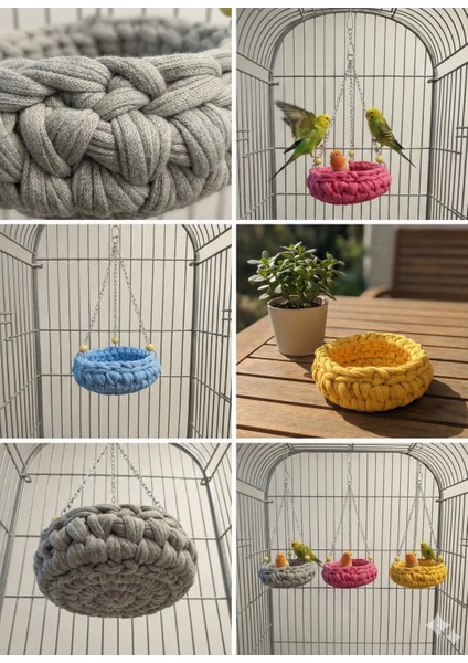 Ikonixpet El Örmesi Kuş Salıncağı ve Yatağı - Muhabbet Kuşu ve Papağan Için Zincirli Asmalı Konforlu Yuva fiyatları