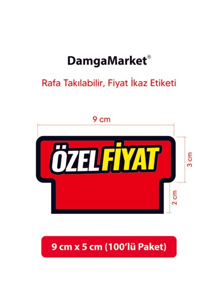 Market Raf Önü Özel Karton Etiketi, 9 cm x 5 Cm, Rafa Takılabilir, 100 Adet fırsatları