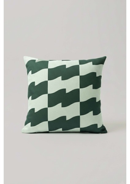 Dalgalı Kazayağı Desenli Kırlent Kılıfı 45X45 cm