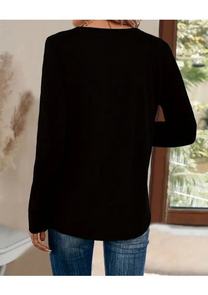 Kadın Uzun Kollu V Payet Yakalı Viskon Bluz fiyatları