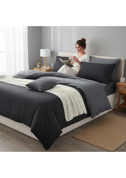 Siyah-Füme Çift Kişilik Paint Nevresim Takımı Mix