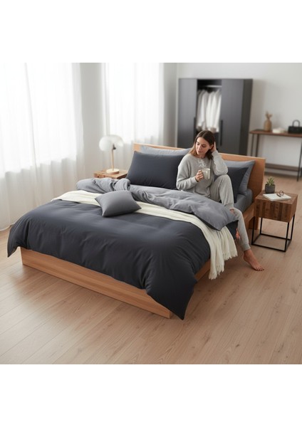 Siyah-Füme Çift Kişilik Paint Nevresim Takımı Mix modelleri