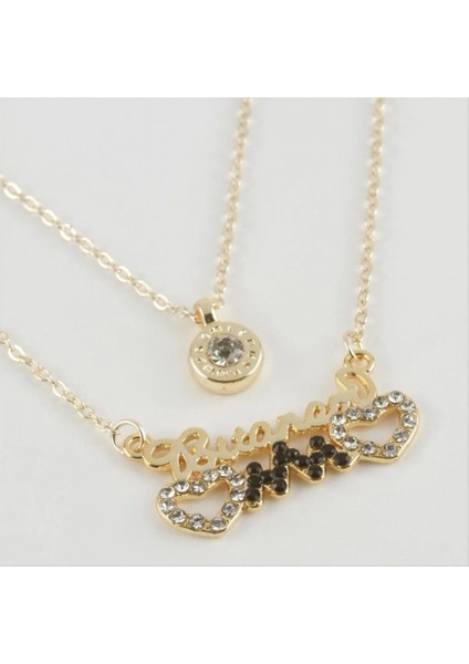 Bitanem Yazılı Ritim Figürlü Yeni Sezon Ikili Kolye