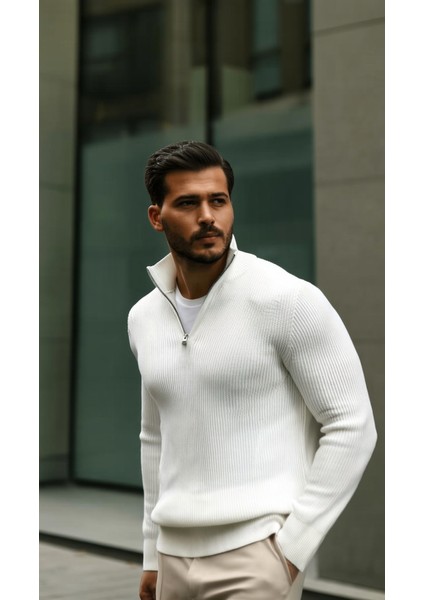 Erkek Balıkçı Zip Yaka Uzun Kollu Triko