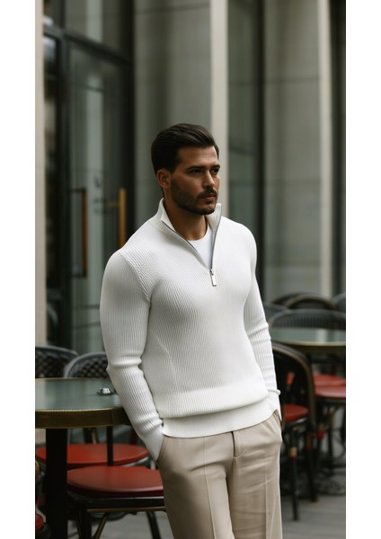 Erkek Balıkçı Zip Yaka Uzun Kollu Triko fırsatları